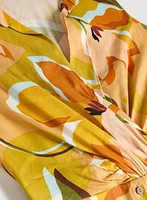 Robe cache-coeur boutonnée à motif floral