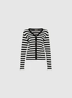 Striped Flared-Cuff Cardigan