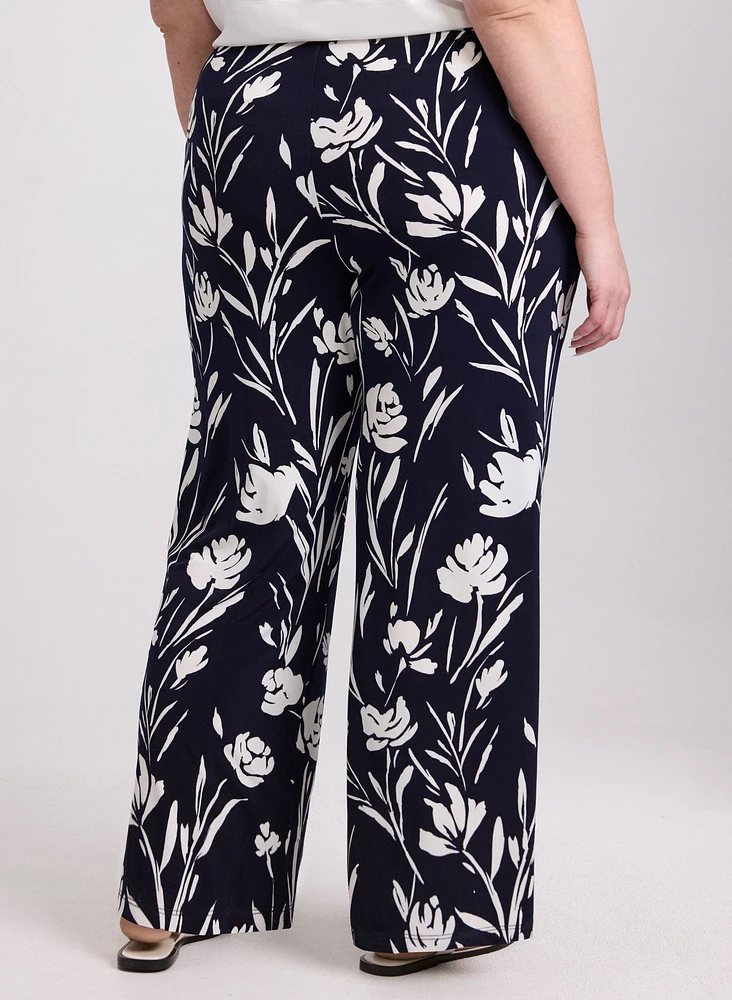 Wide-Leg Floral Print Pants
