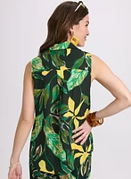 Sleeveless Palm Print Blouse