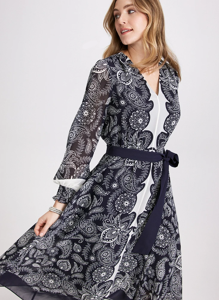 Paisley Placement Print Dress