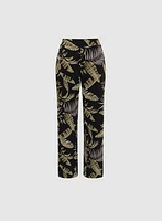 Pantalon à enfiler motif feuilles
