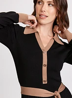 Colour Block Tie Waist Dress