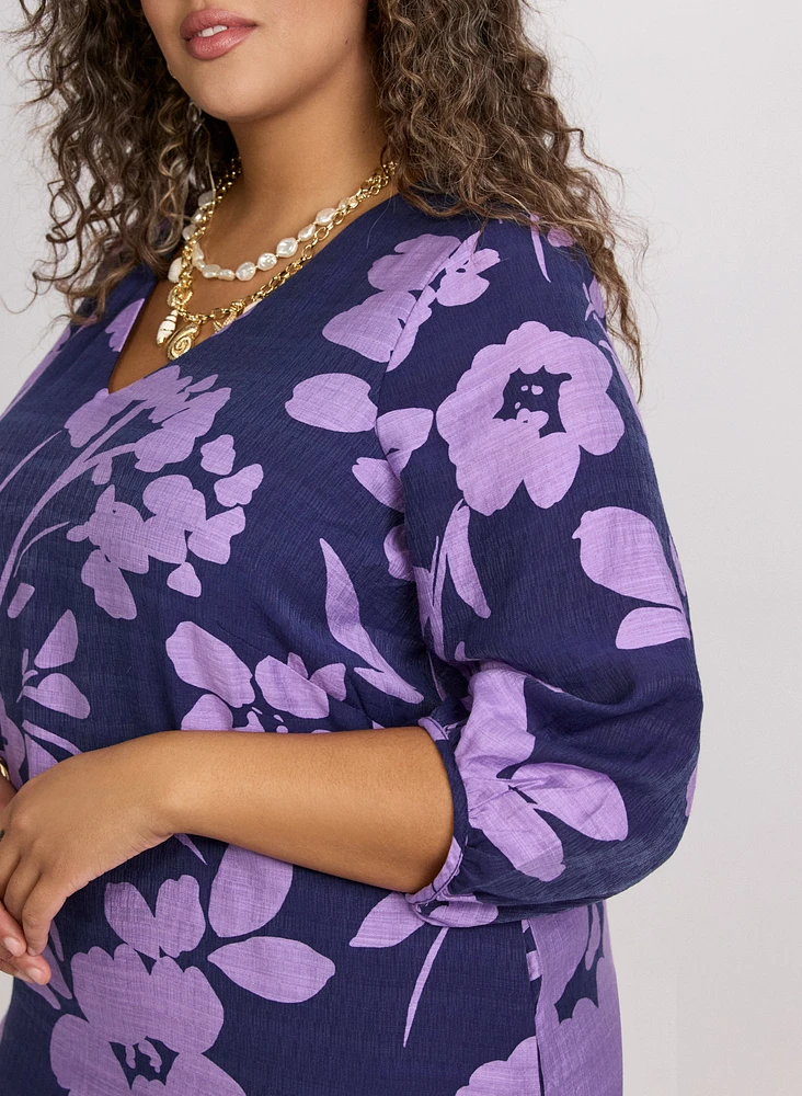Floral Flounce Hem Dress