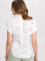 Embroidered Button-Down Blouse