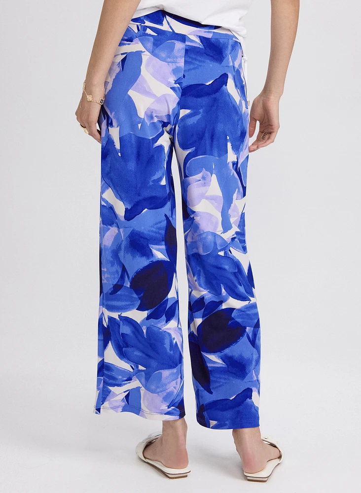 Olivia Leaf Print Wide-Leg Pants