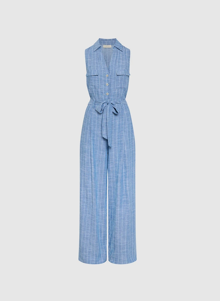 Striped Wide-Leg Jumpsuit