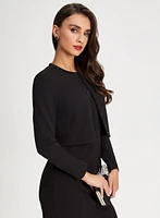 Beaded Trim Long Sleeve Bolero