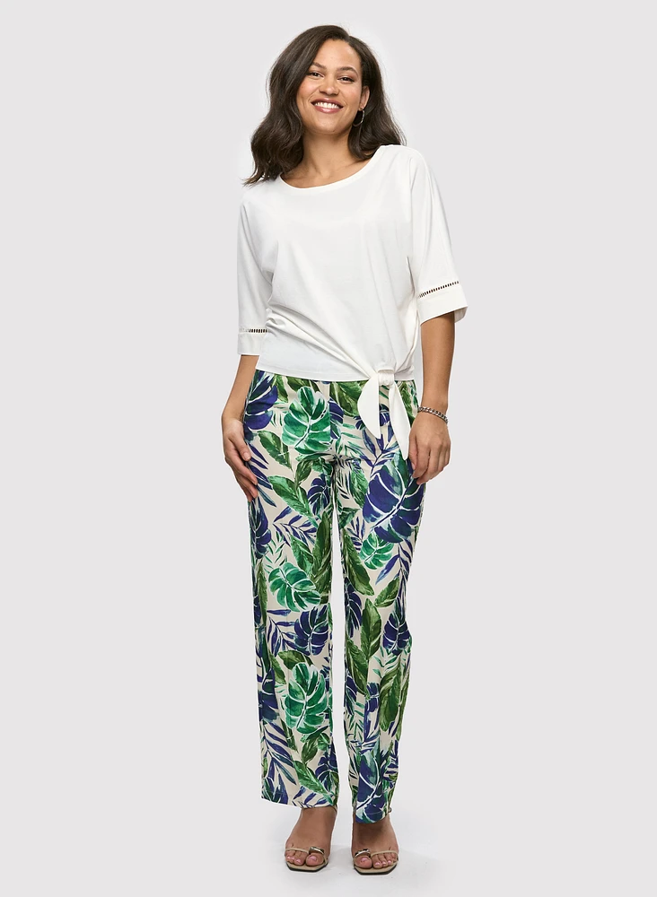 Palm Print Wide Leg Pants