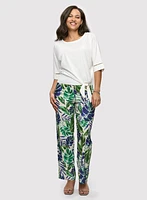 Palm Print Wide Leg Pants