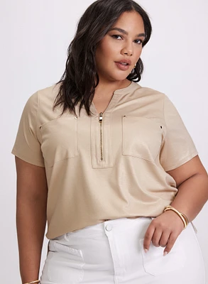 Foil Split V-Neck T-Shirt