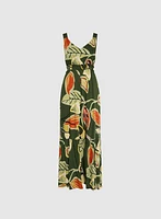 Leaf Print Maxi Dress