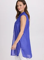 Button-Down Cotton Voile Blouse