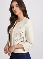 Embroidered Vegan Leather Jacket