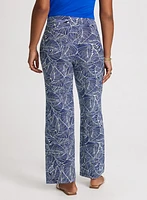 Leaf Print Pull-On Pants