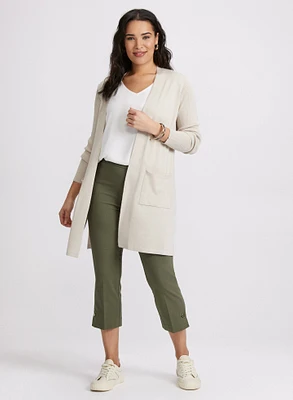 Pull-On Bengaline Capris & Open Front Cardigan