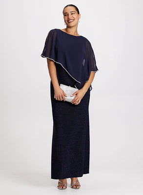 Asymmetric Poncho-Effect Maxi Dress