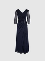 Sparkling Brooch Evening Dress