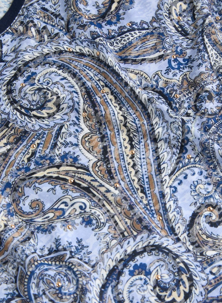Cap Sleeve Paisley T-Shirt