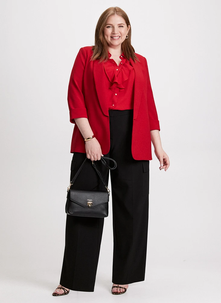 Shawl Collar Jacket & Wide Leg Cargo Pants