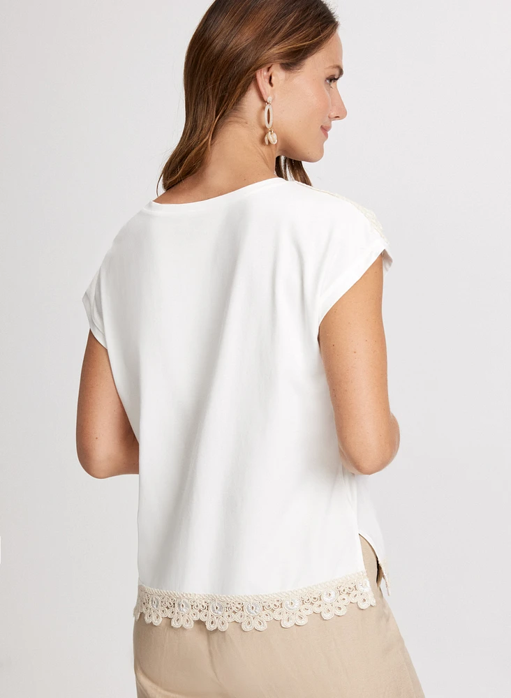 Crochet Hem T-Shirt