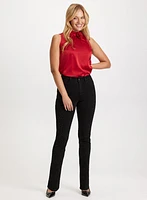 Rhinestone Trim Straight-Leg Jeans