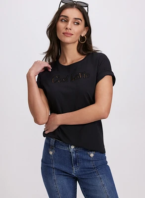 Cut-Out Script T-Shirt