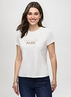 T-shirt uni avec lettrage scintillant