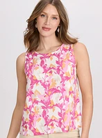 Blouse en lin florale sans manches