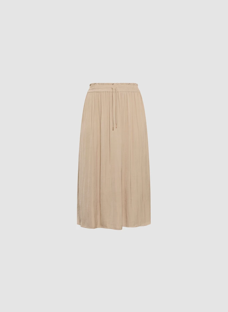 Smocked Waist Satin Maxi Skirt
