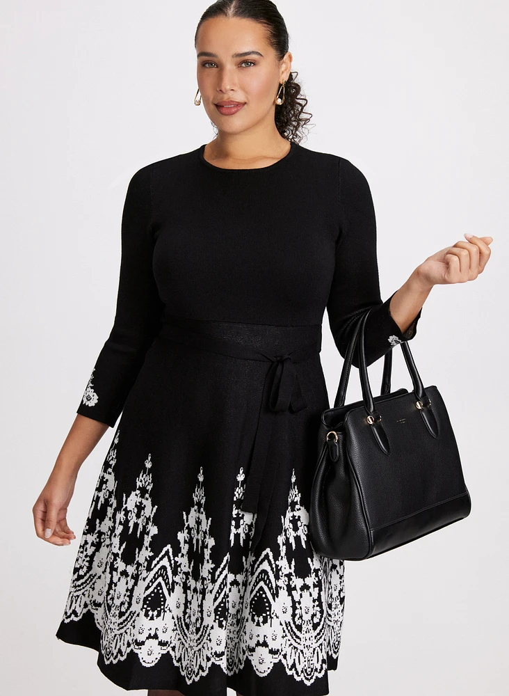 Paisley Placement Print Knit Dress