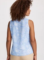 Sleeveless Floral Pleated Blouse