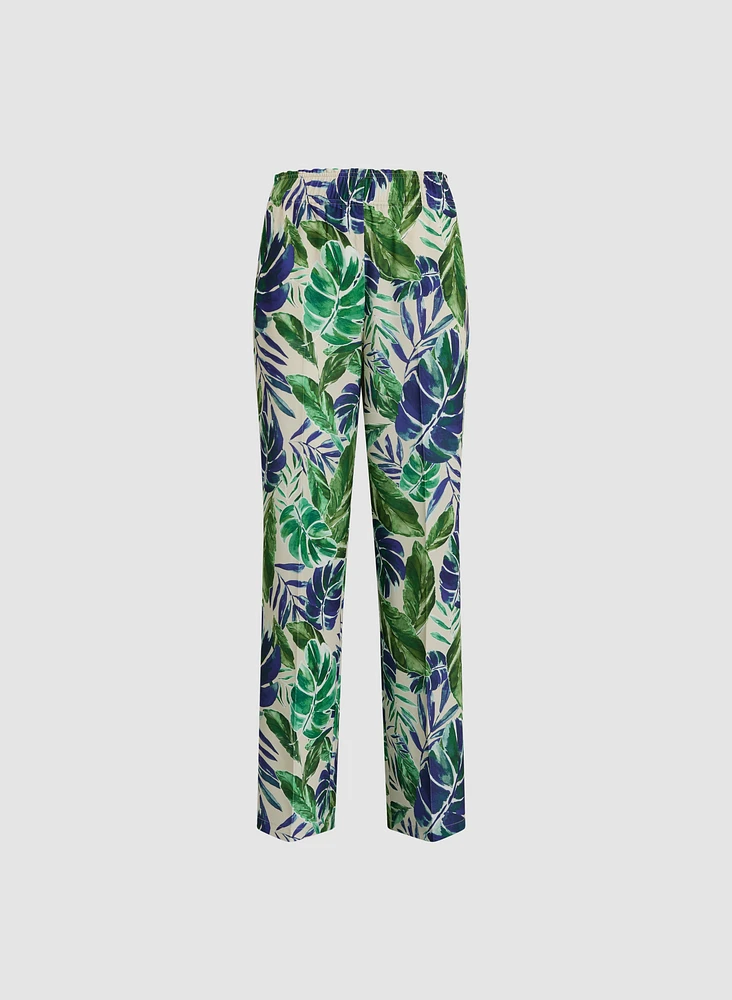 Palm Print Wide Leg Pants
