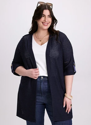 Long Open Knit Cardigan