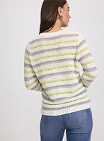 Striped Pointelle Knit Sweater