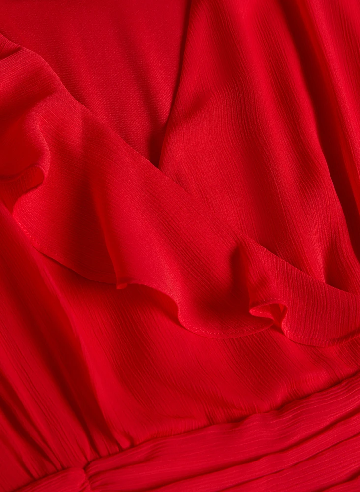 Asymmetric Ruffle Front Dress
