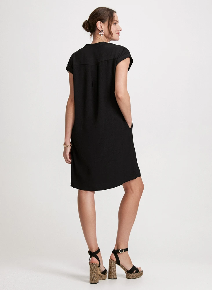 Short Crepe V-Neck Dress