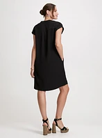 Short Crepe V-Neck Dress