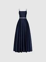 Crystal Detail Satin Gown