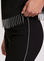 Sofia Rhinestone Trim Slim-Leg Pants - Short