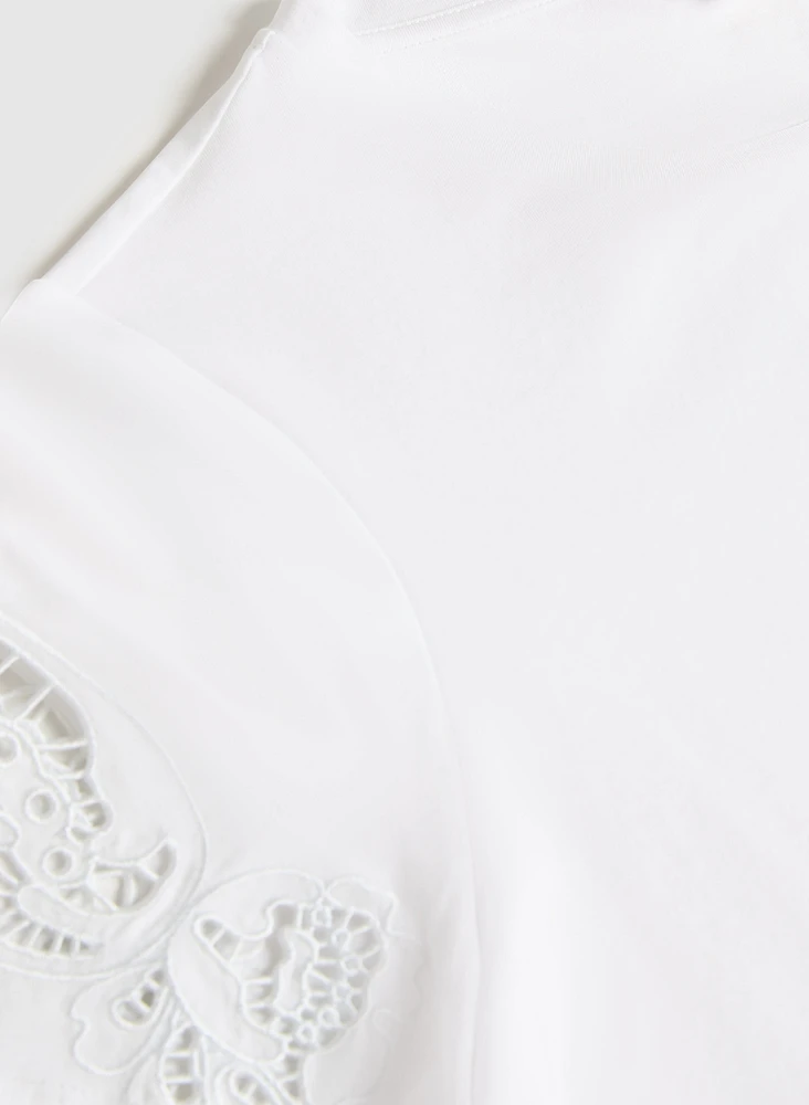 Embroidered Stretch-Cotton T-Shirt