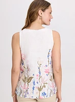 Blouse en lin floral sans manches
