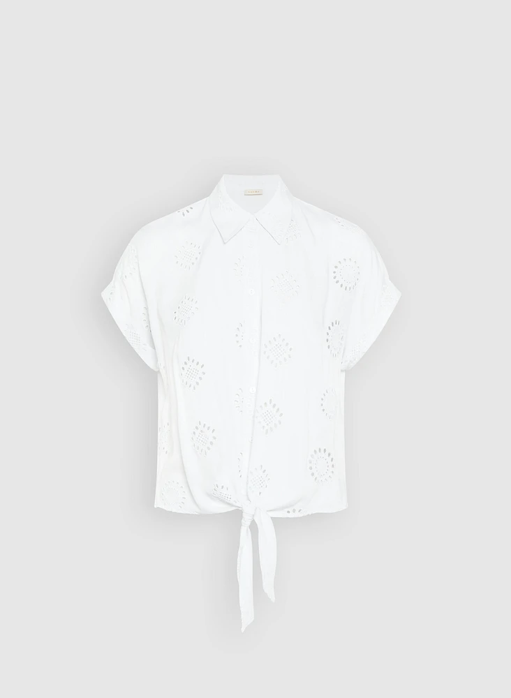 Embroidered Button-Down Blouse