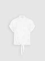 Embroidered Button-Down Blouse