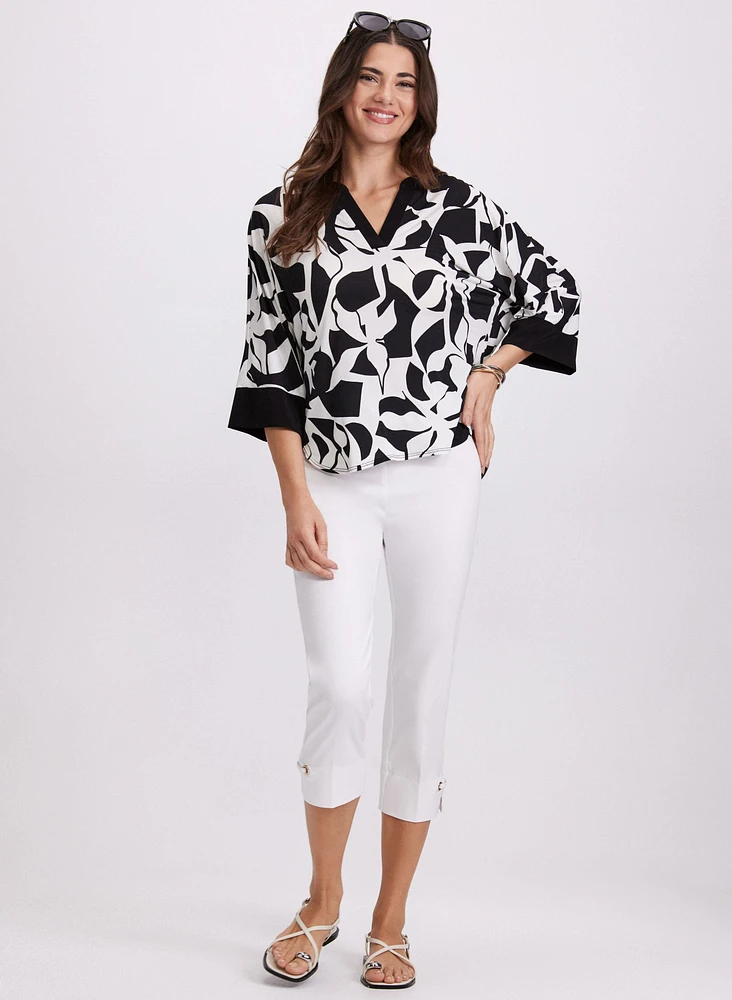 Printed Elbow Sleeve Top