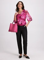 Mesh Rose Print Top