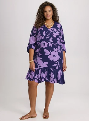 Floral Flounce Hem Dress