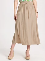 Satin Drawstring Waist Skirt