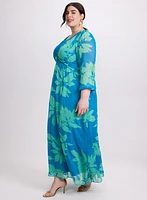 Robe effet torsadé à feuilles