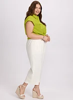 Stretch Linen Wide-Leg Capris